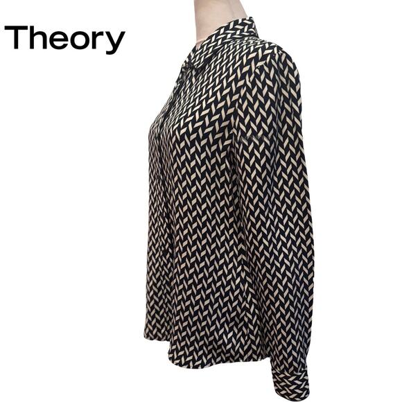 🎉 3 for $21 🎉 Damaged Theory Black & Tan Chevron Button Down Blouse Medium - Picture 6 of 10